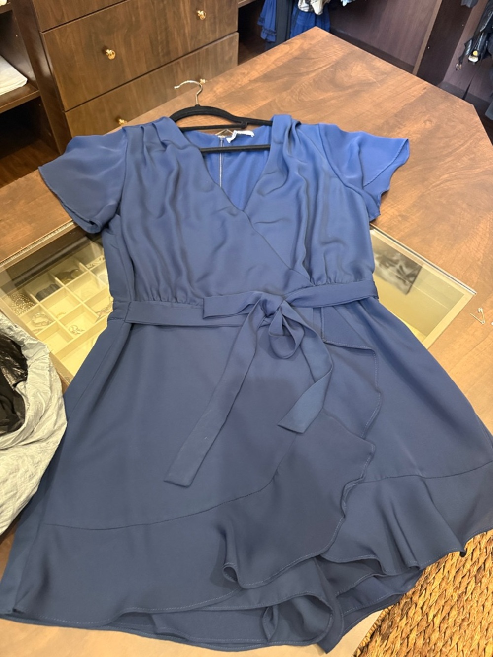 Naked, zebra navy wrap, romper size medium